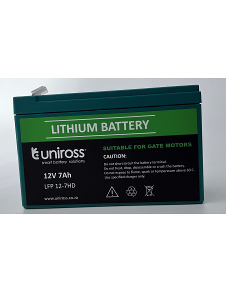 Uniross 12.8V 7Ah (89.6Wh) High Draw LiFEPO4  Battery | UR-BAT-LiFePO4-12-7HD