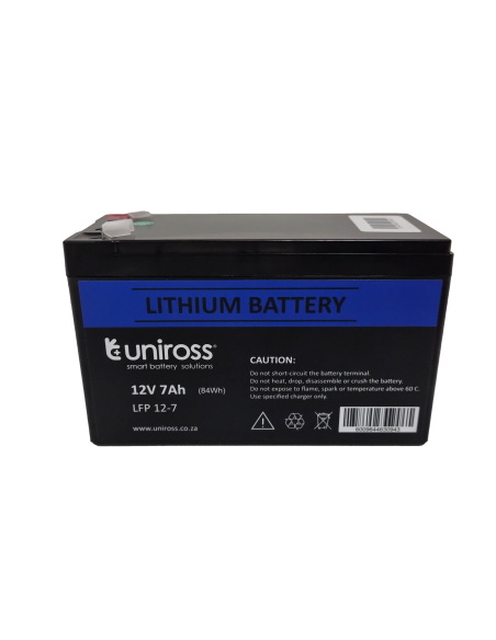 Uniross 12.8V 7Ah, 89.6Wh LiFEPO4 Battery | UR-BAT-LiFePO4-12-8 | MiRO