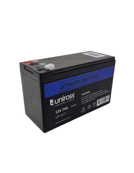 Uniross 12.8V 7Ah, 89.6Wh LiFEPO4 Battery | UR-BAT-LiFePO4-12-8 | MiRO