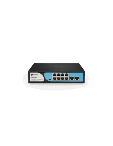 BDCOM 8-Port 100M PoE Switch (8-Port 100M PoE + 2-Port GE RJ45) 90W PoE Budget