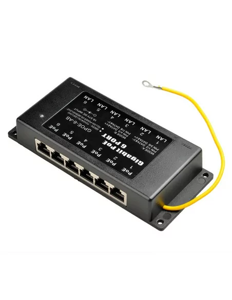 Passive POE Injector Hub, 6 Port, Gigabit, 2.1mm Jack