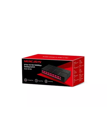 Mercusys 8-Port Gigabit Desktop Switch, 8x Gigabit Ports, Plastic Case