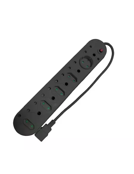 Acconet 10-Way Multiplug 5x 16A SA, 4x 5A 2-Pin, 1x Round 5A, Black | AC-MPLUG-IEC-10-B
