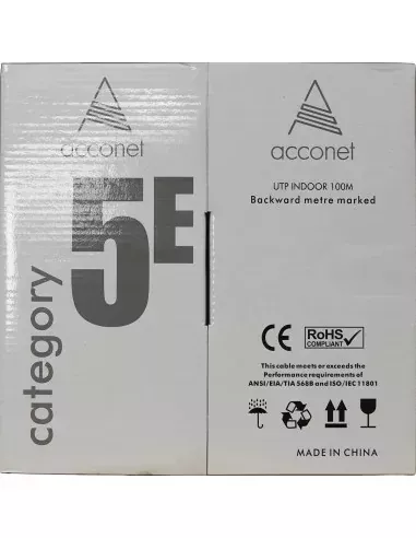 Acconet CAT5e 100m Solid Copper Indoor UTP LAN Cable | CAT5-100-SC Acconet CAT5e 100m Solid Copper Indoor UTP LAN Cable | CAT5-100-SC