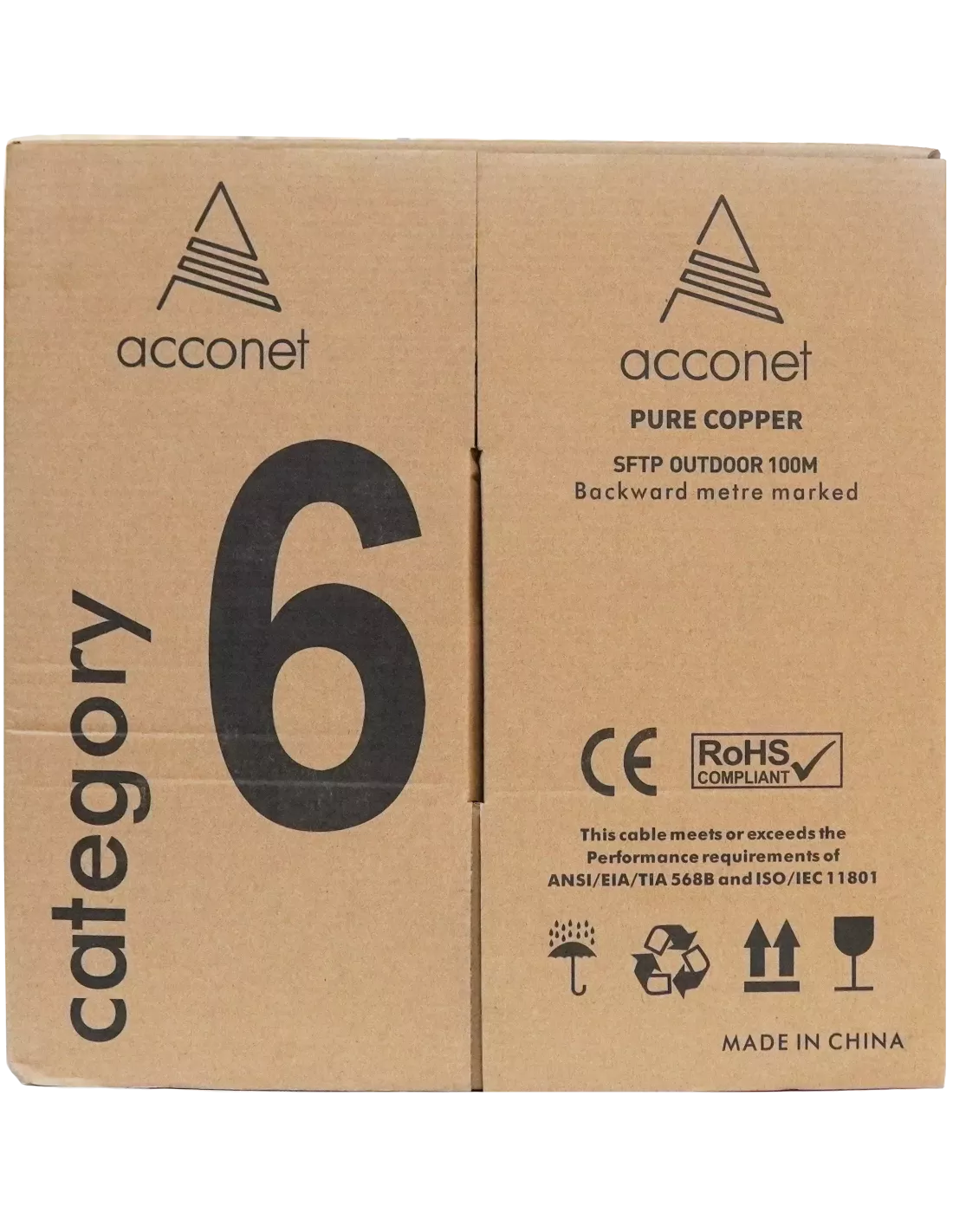 Acconet CAT6 100m Solid Copper UV Outdoor STP Cable | CAT6U-100-SC Acconet CAT6 100m Solid Copper UV Outdoor STP Cable | CAT6U-100-SC