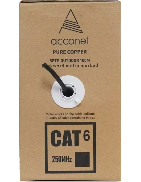 Acconet CAT6 100m Solid Copper UV Outdoor STP Cable | CAT6U-100-SC