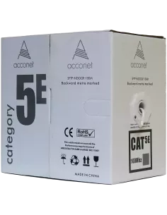 Acconet CAT5e Indoor Ethernet Cable 100m White Solid Copper STP Pull Box | CAT5-100-SC-STP