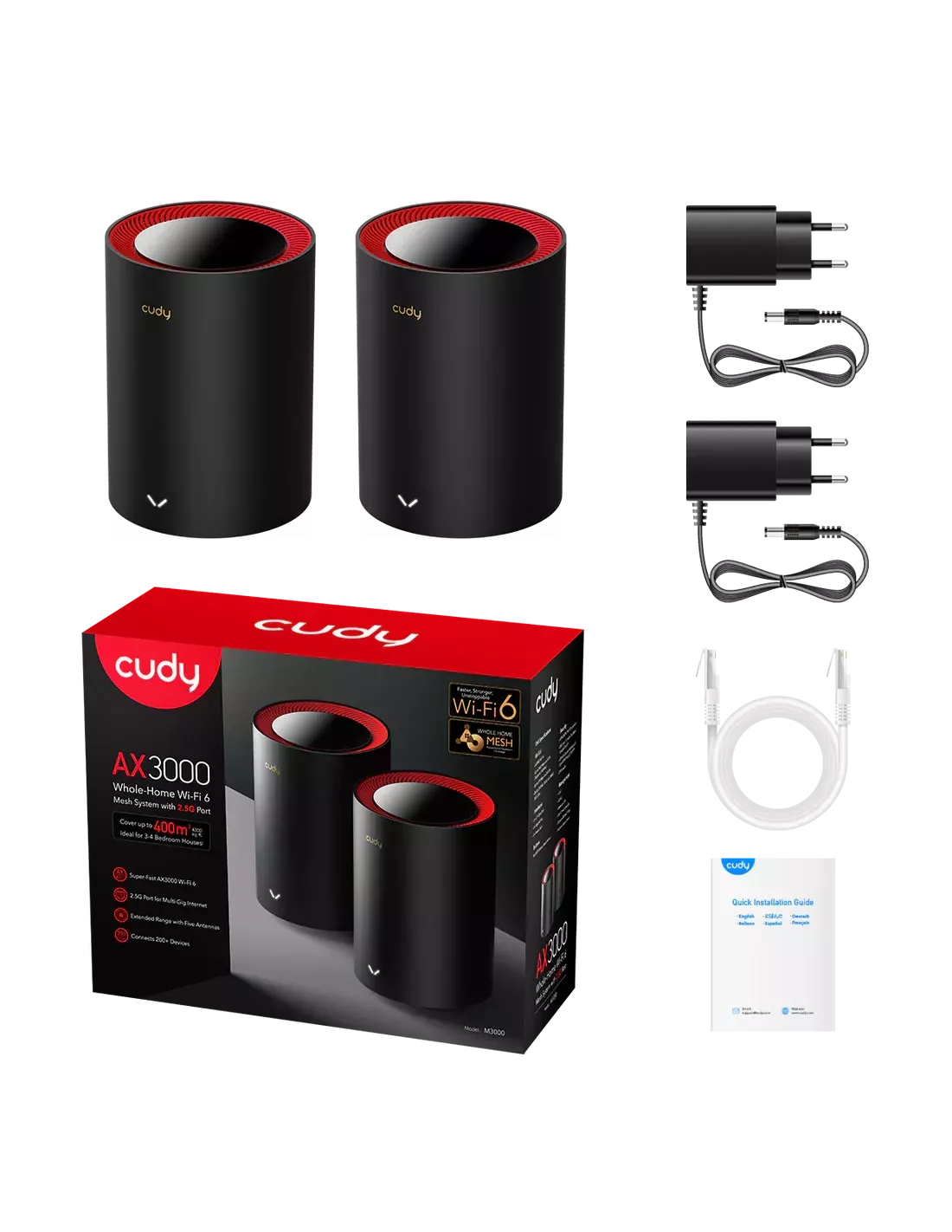 Cudy Dual Band 3000Mbps WiFi 6 Multi-Gigabit Mesh 2-Pack | M3000 (2-Pack) Cudy Dual Band 3000Mbps WiFi 6 Multi-Gigabit Mesh 2-Pack | M3000 (2-Pack)