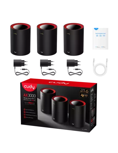 Cudy Dual Band 3000Mbps WiFi 6 Multi-Gigabit Mesh 3-Pack | M3000 (3-Pack) Cudy Dual Band 3000Mbps WiFi 6 Multi-Gigabit Mesh 3-Pack | M3000 (3-Pack)