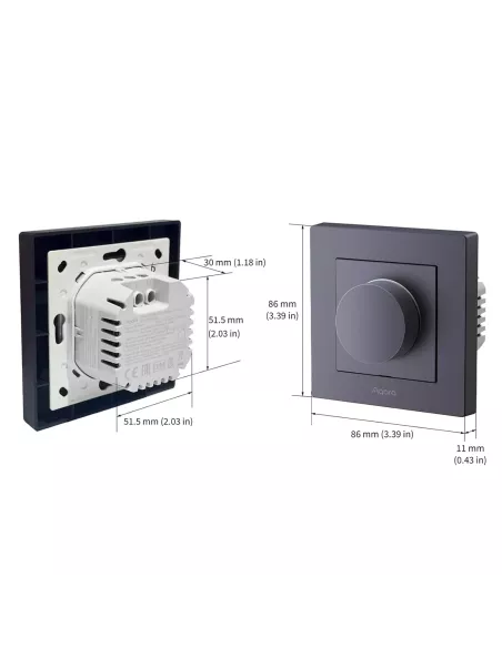 Aqara Dimmer Switch H2 EU Gray | AQ-CTRL-DIM-SW-WALL-G | MiRO