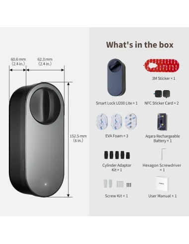Aqara U200 Lite Matter Retrofit Smart Lock Kit | EL-D03D-BLACK Aqara U200 Lite Matter Retrofit Smart Lock Kit | EL-D03D-BLACK