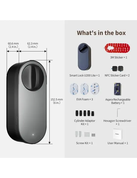 Aqara U200 Lite Matter Retrofit Smart Lock Kit | EL-D03D-BLACK
