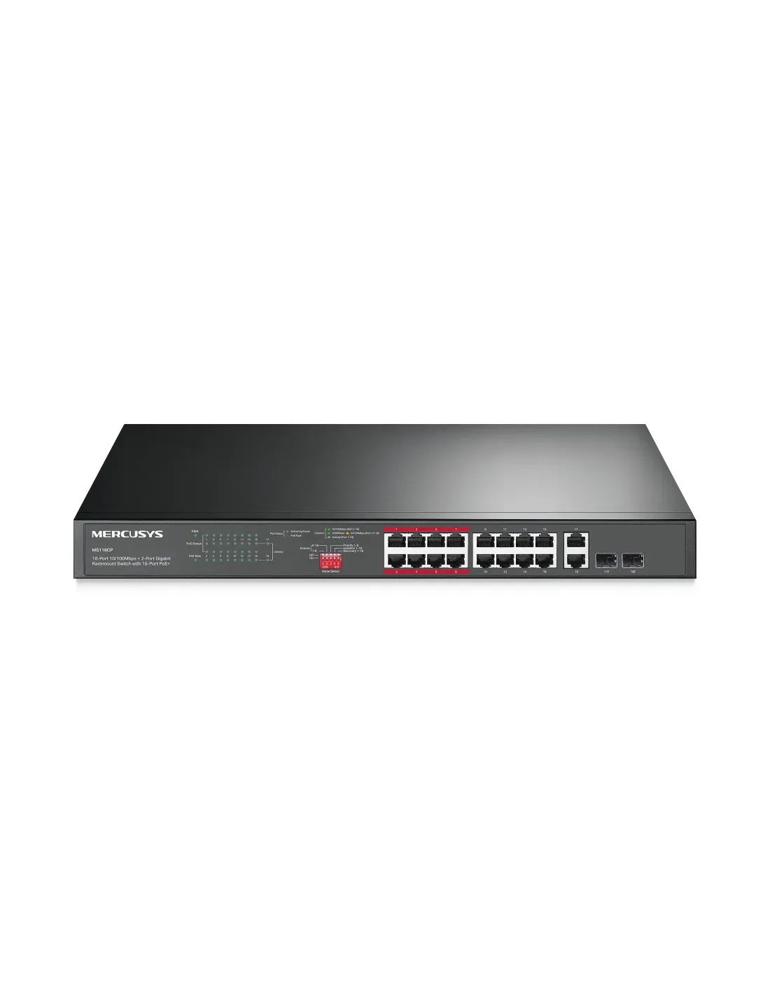 Mercusy 16-Port PoE+ Rackmount Switch + 2-Gigabit | MS118CP Mercusy 16-Port PoE+ Rackmount Switch + 2-Gigabit | MS118CP