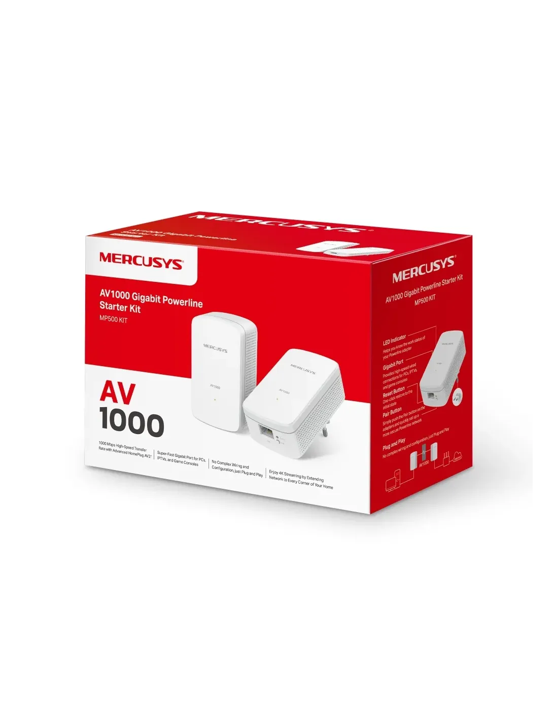 Mercusys AV1000 Gigabit Powerline Kit | MRC-MP500-KIT Mercusys AV1000 Gigabit Powerline Kit | MRC-MP500-KIT