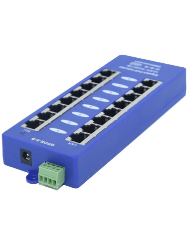 Passive POE Injector Hub, 8 Port, Gigabit, Blue Passive POE Injector Hub, 8 Port, Gigabit, Blue