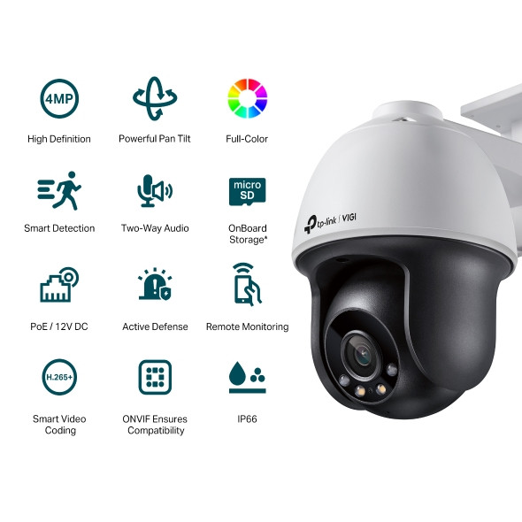 TP-Link VIGI 4MP Full Colour Pan/Tilt IP Network Camera - view 2