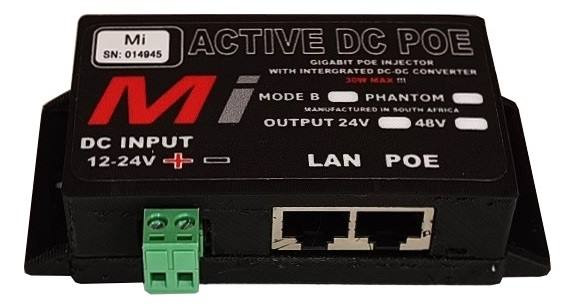 Micro Instruments Gb DC PoE Injector, 24V in 48V out, 30W Max