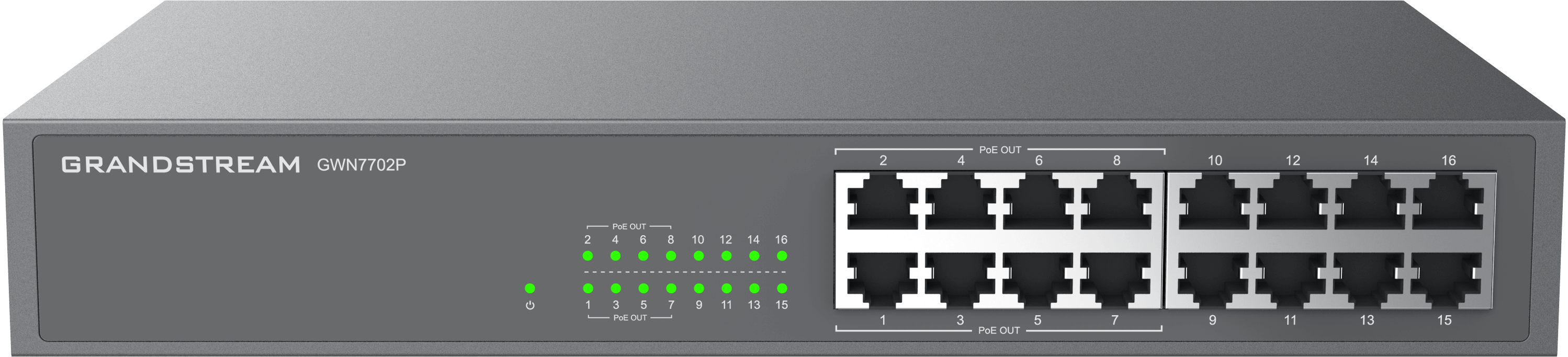 Grandstream Enterprise 16 port Unmanaged GbE PoE Switch - 138W | GWN7702P