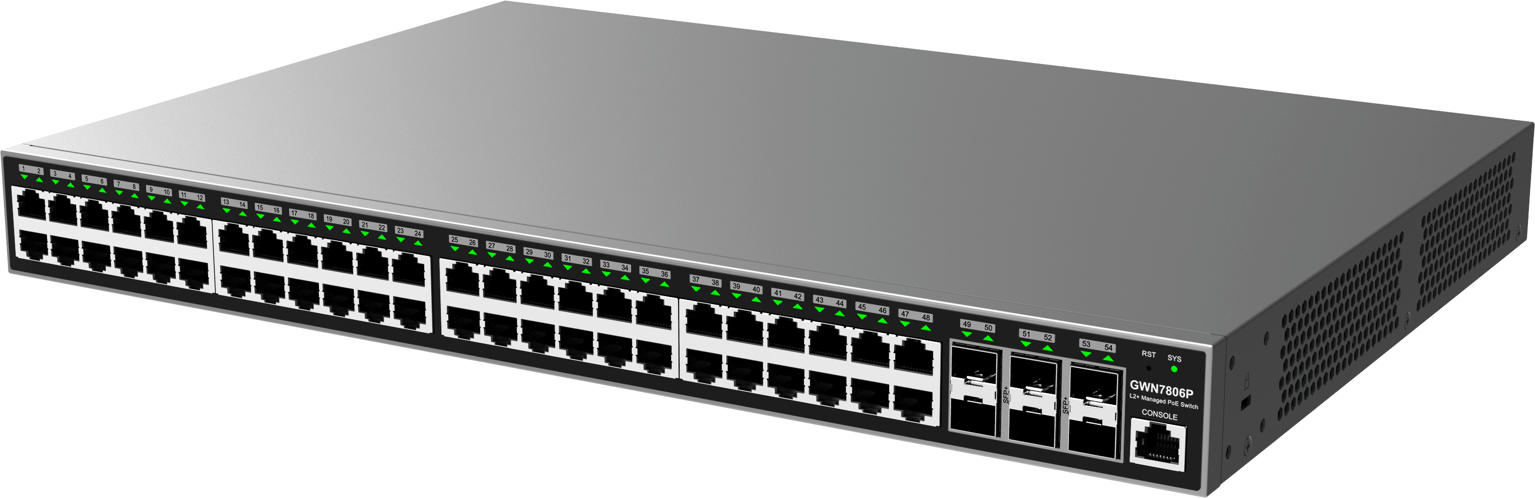 Grandstream Enterprise L2 48 port Managed GbE PoE+ Switch 400W | GWN7806P - view 2