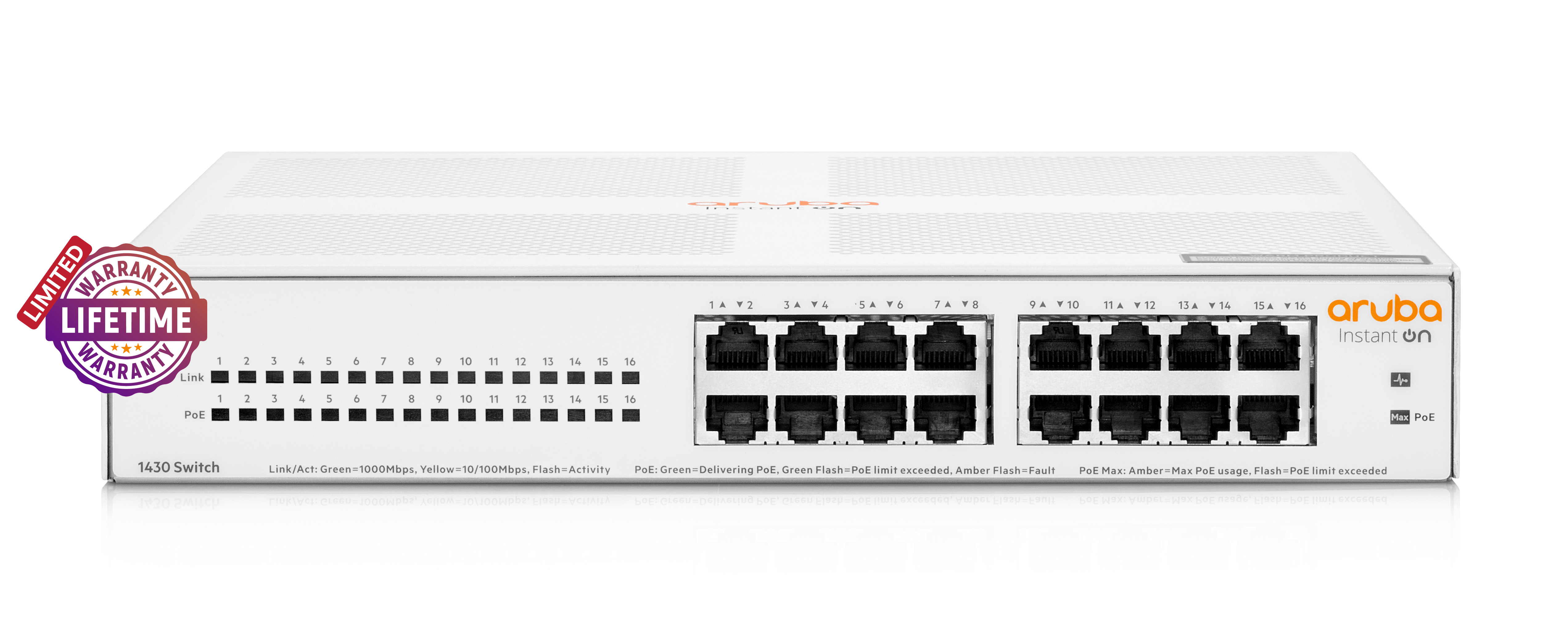 HPE Networking Instant On 1430 16 port GbE PoE Switch - 124W | SW143016G-124W