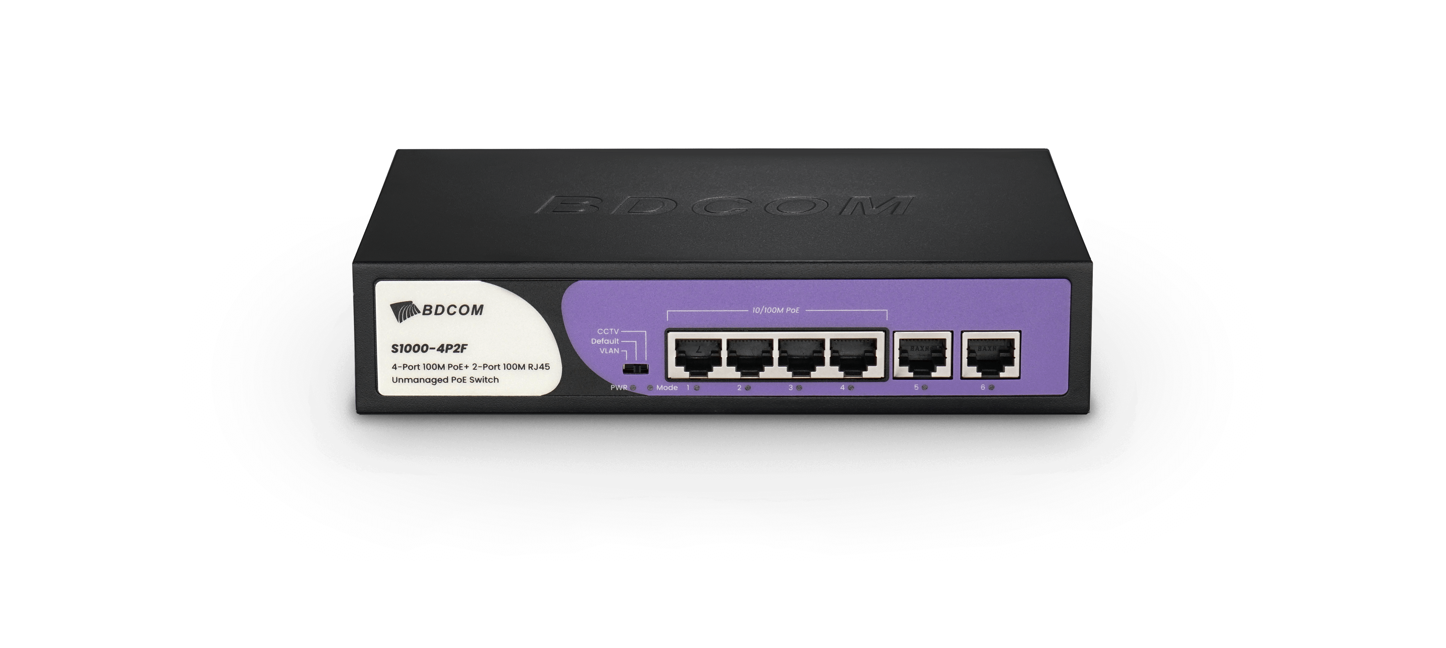 BDCOM 4-Port 100M Unmanaged PoE Switch (4-Port PoE + 2-Port 100M RJ45) 60W PoE Budget