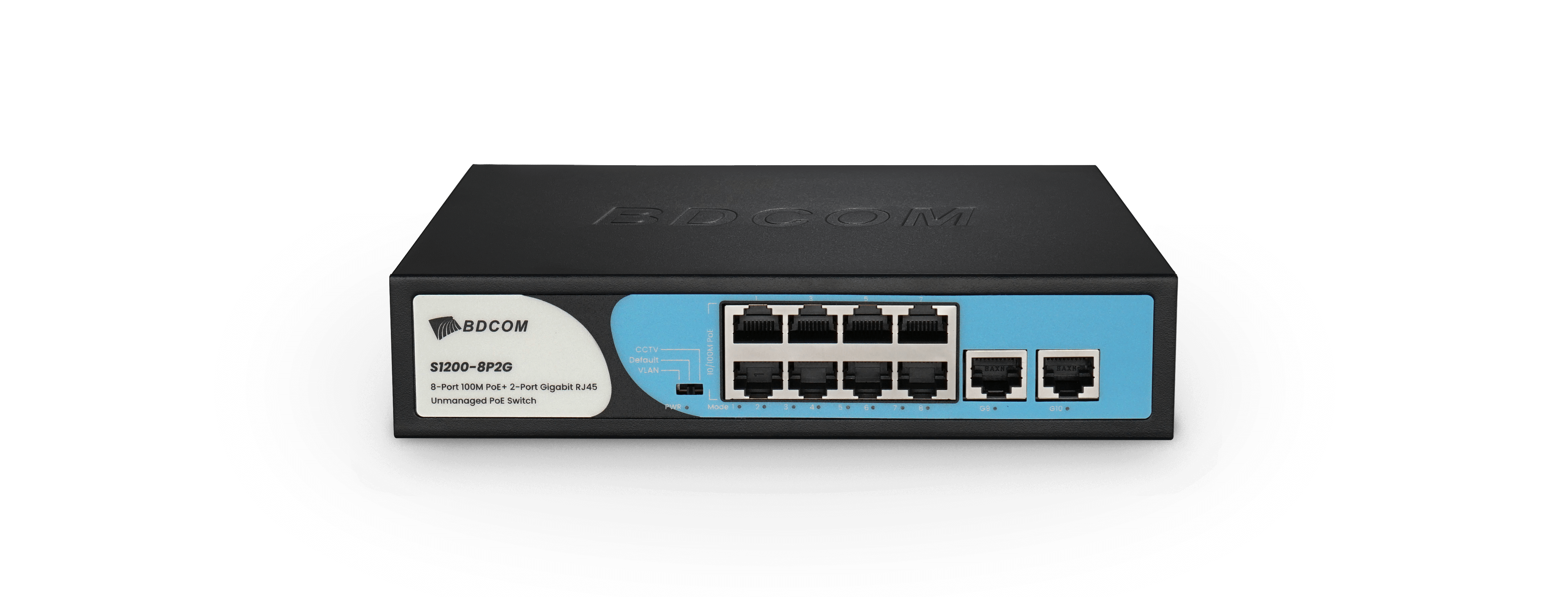 BDCOM 8-Port 100M PoE Switch (8-Port 100M PoE + 2-Port GE RJ45) 90W PoE Budget