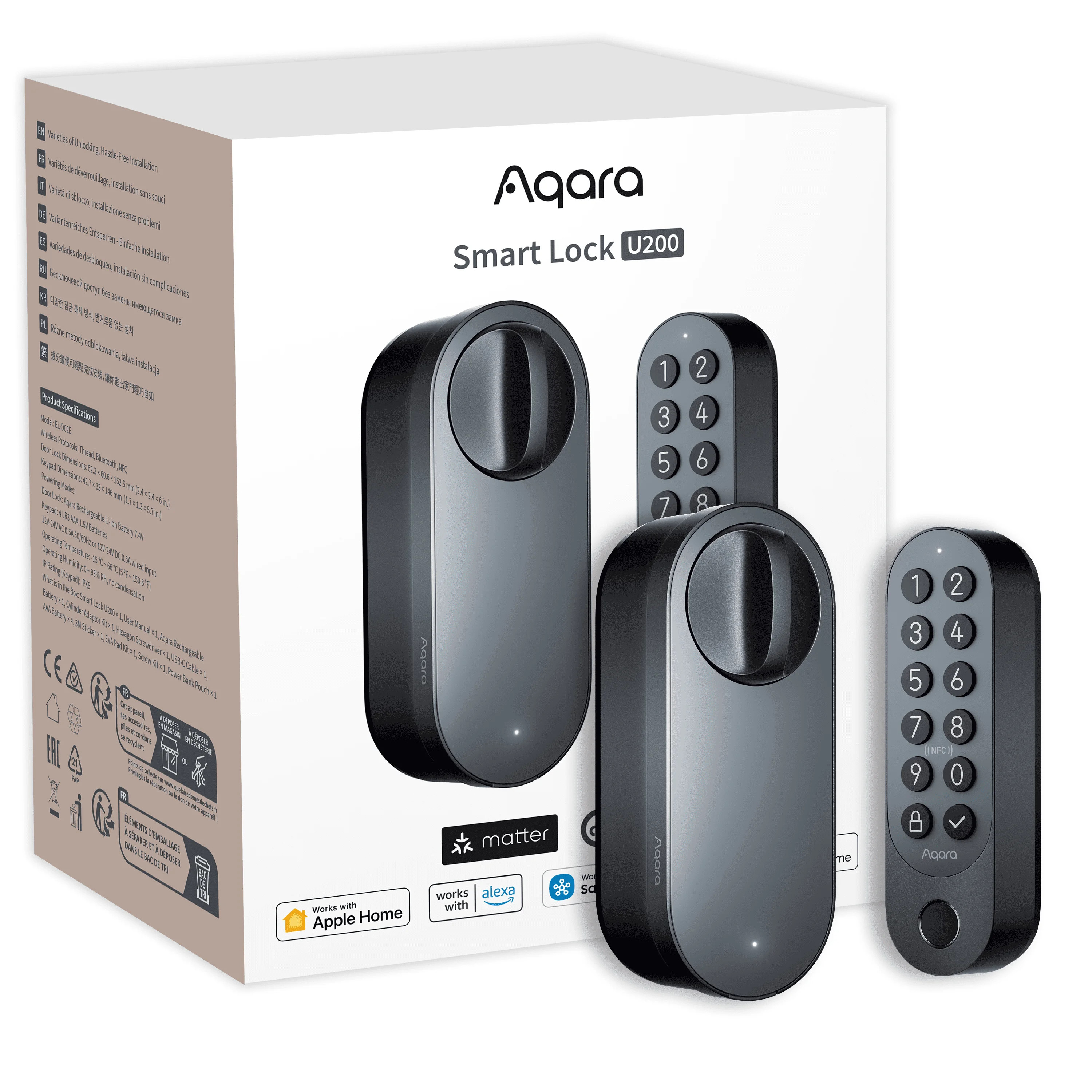 Aqara U200 Retrofit Smart Door Lock Black|EL-D02D - view 5