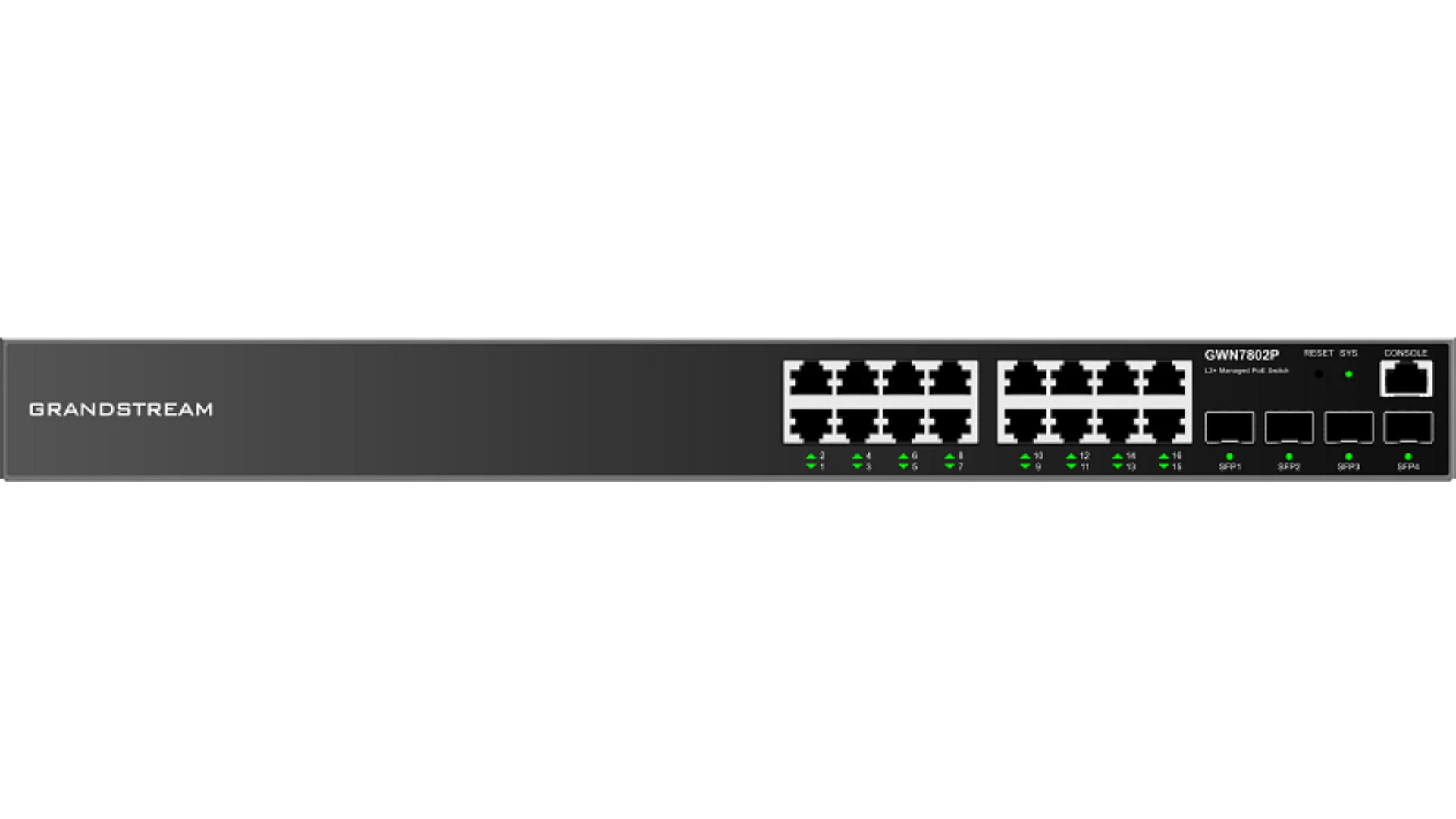 Grandstream Enterprise L2 16 port Managed GbE PoE+ Switch 240W | GWN7802P - view 2