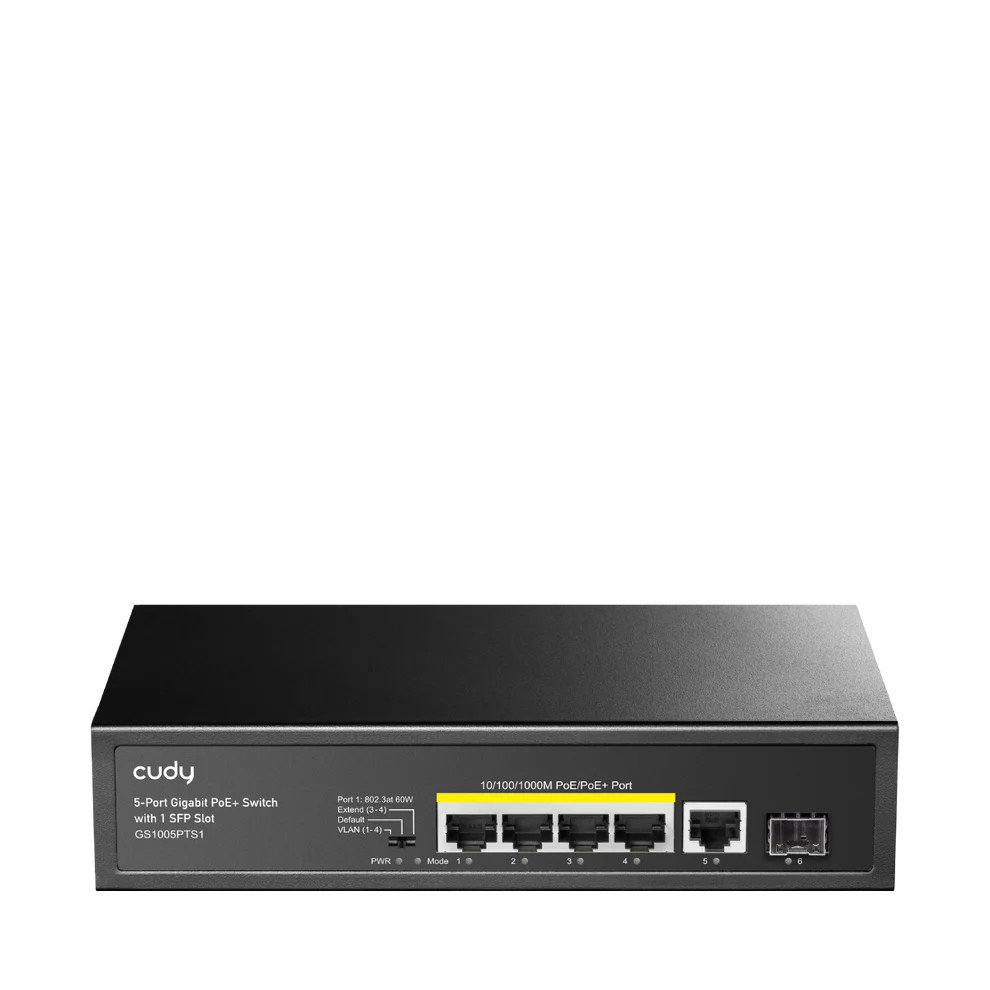 Cudy 5 Port Gigabit, 4 PoE 120W, 1SFP Switch | GS1005PTS1