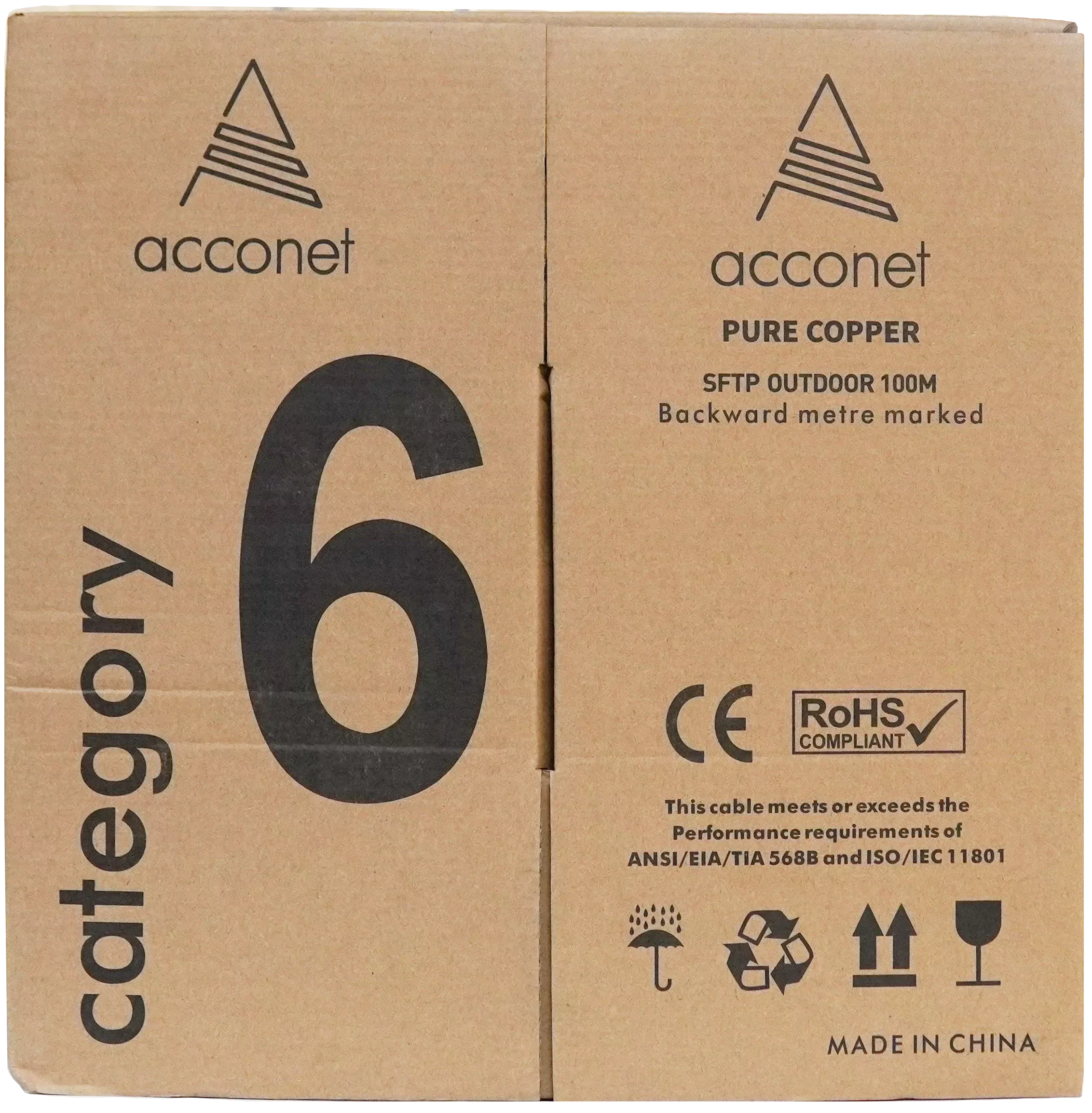 Acconet CAT6 UV Outdoor Ethernet Cable 100m Black Solid Core SF/TP Pull Box | CAT6U-100-SC - view 3