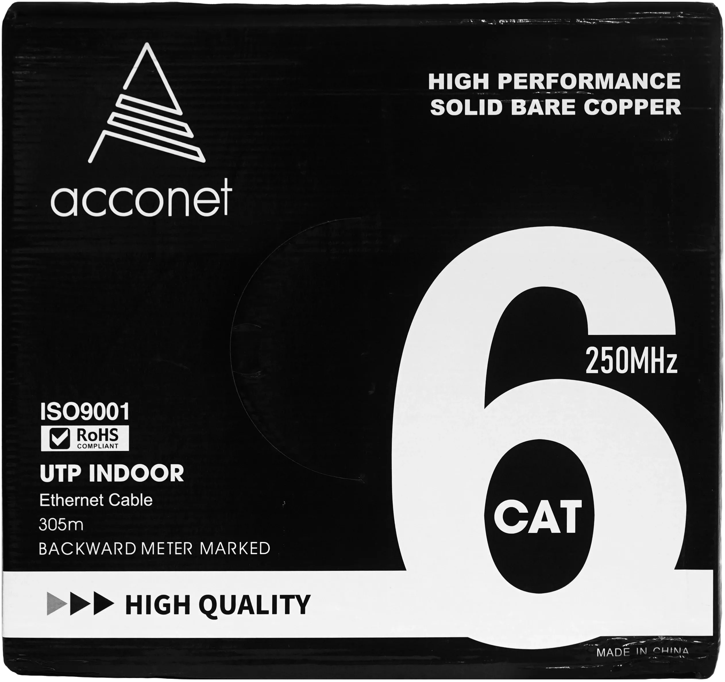 Acconet CAT6 Indoor Ethernet Cable 305m White Solid Copper UTP Pull Box | CAT6-305-SC - view 3