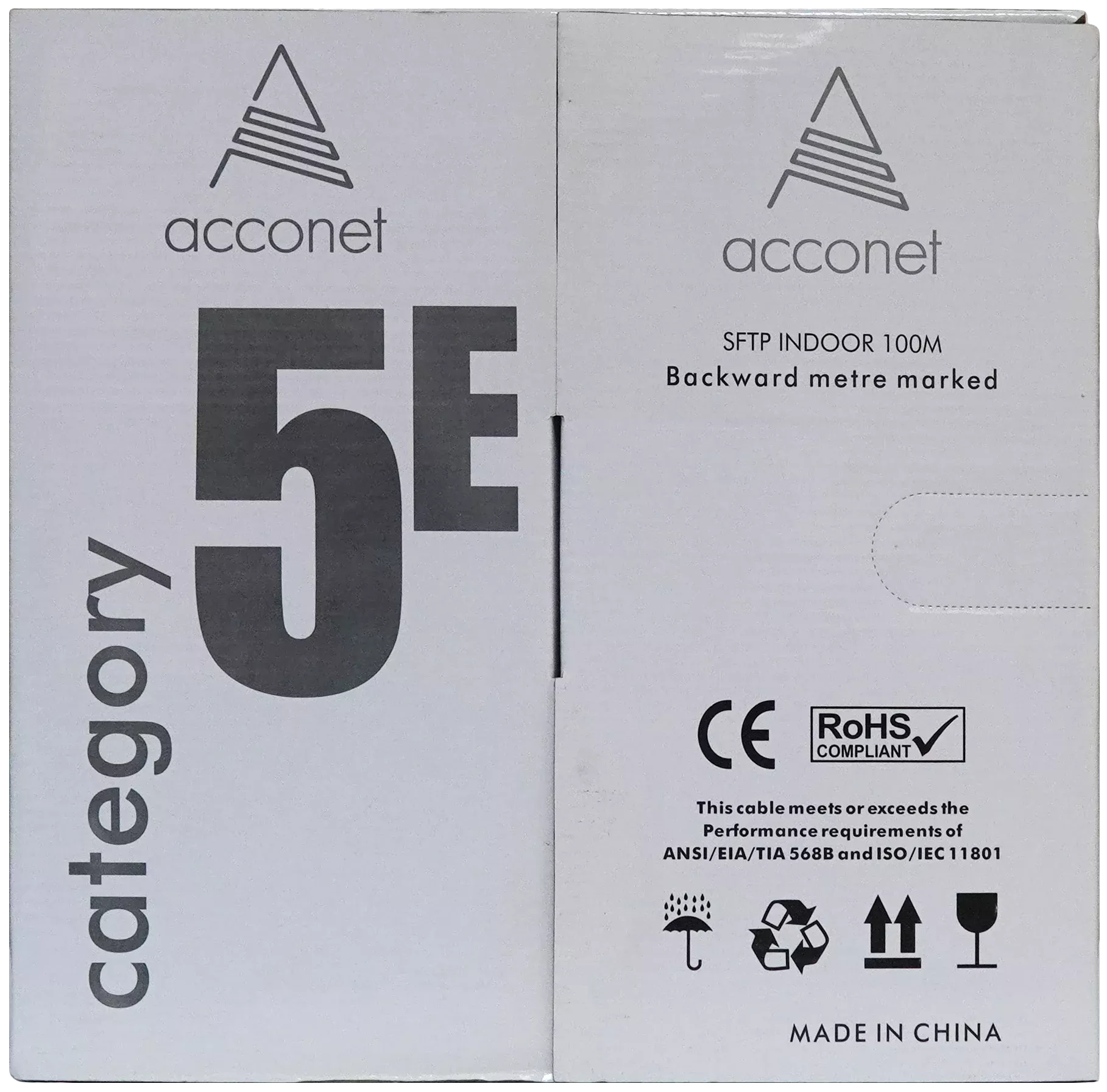 Acconet CAT5e Indoor Ethernet Cable 100m White Solid Copper STP Pull Box | CAT5-100-SC-STP - view 3
