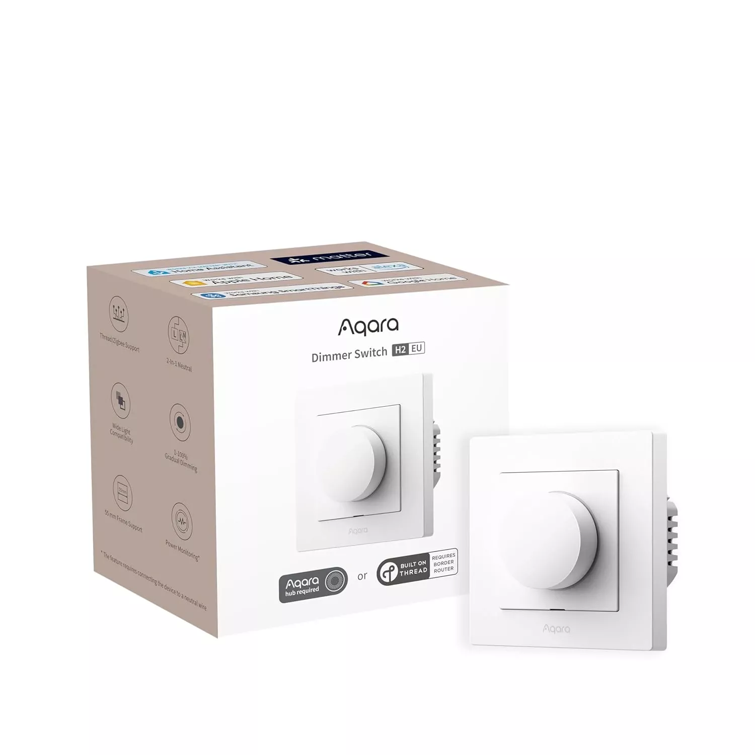 Aqara Dimmer Switch H2 EU 2 in 1 With Neutral & No Neutral (White) | AQ-CTRL-DIM-SW-WALL-W - view 2