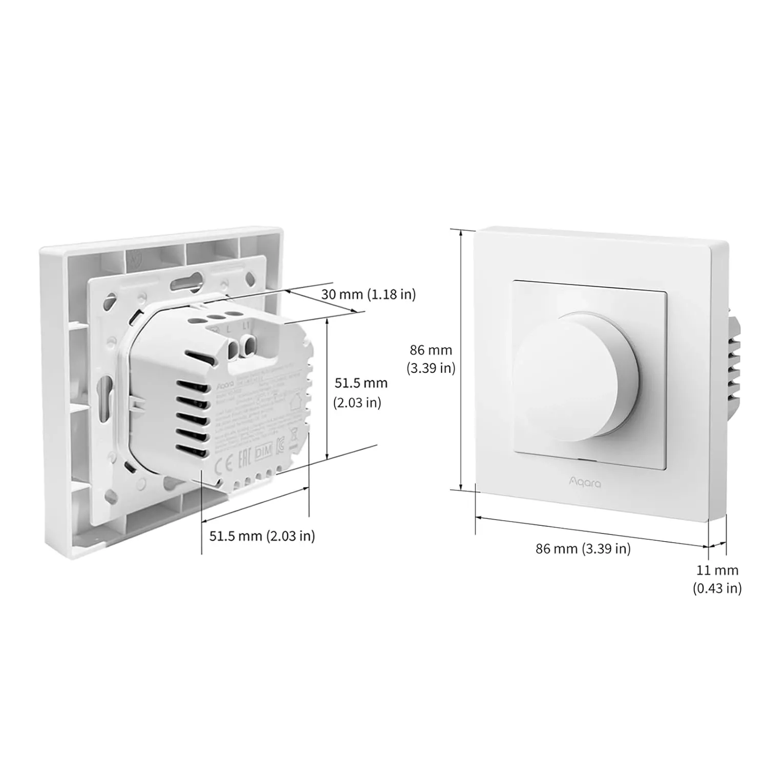 Aqara Dimmer Switch H2 EU 2 in 1 With Neutral & No Neutral (White) | AQ-CTRL-DIM-SW-WALL-W - view 3