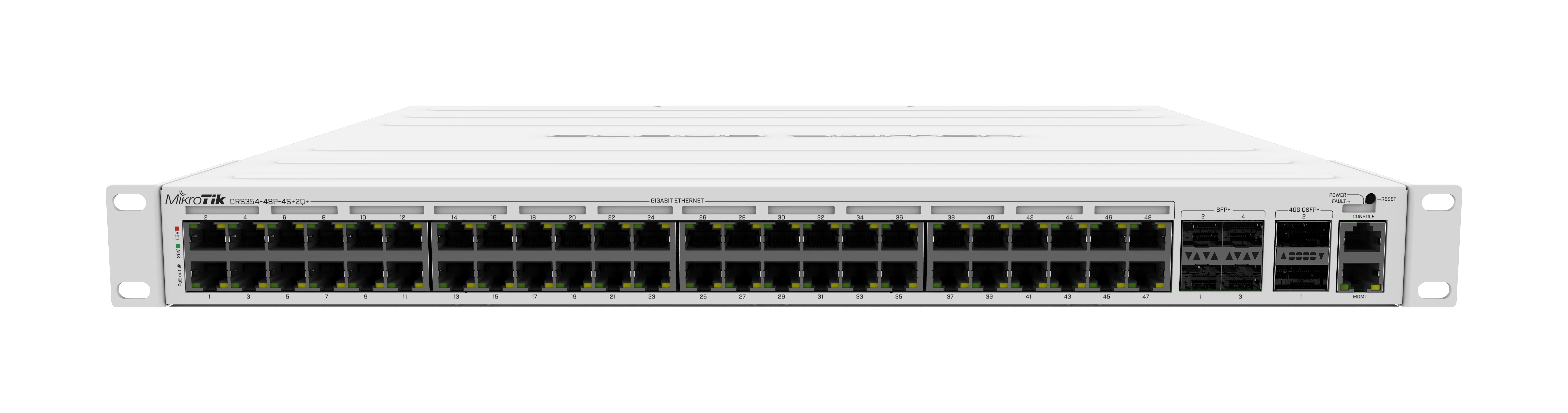 MikroTik CRS354-48P-4S+2Q+RM - 750W, 48 POE 1Gb, 4X SFP+, 2X QSFP+