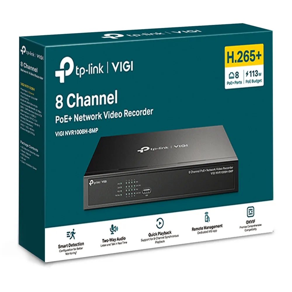 TP-Link VIGI NVR1008H 8-Channel 8MP PoE+ NVR | NVR1008H-8MP - view 3