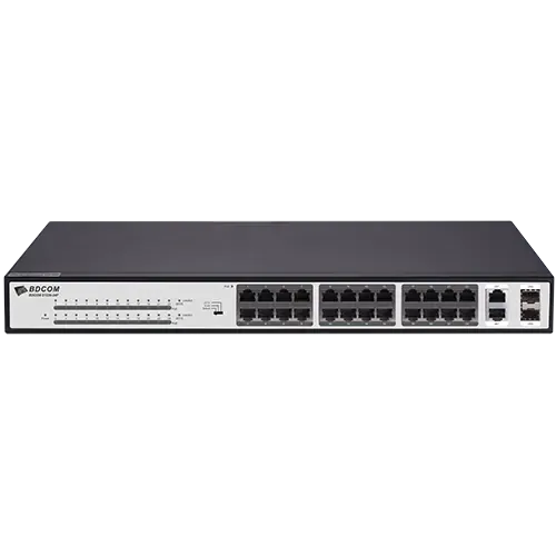 BDCOM 24-Port 10/100 370W POE switch, 24 POE ports, 2 x 1000Mbps Combo ports
