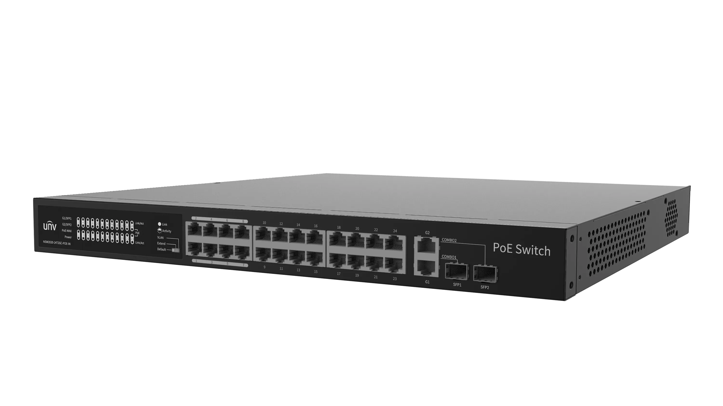 UNV - 24 x PoE Ports, 2 x Combo Ports, MAX Capacity 370W, 30W Per Port - view 3
