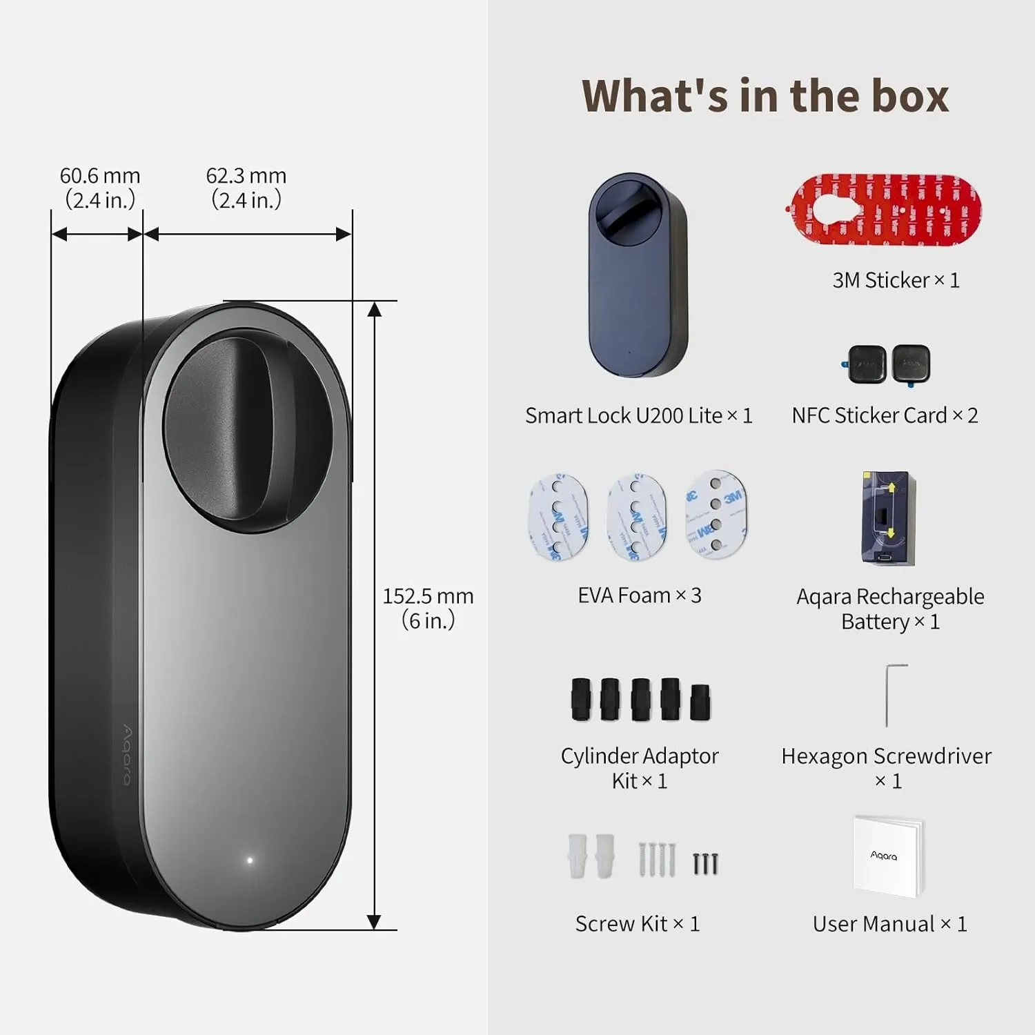 Aqara U200 Lite Matter Retrofit Smart Lock Kit | EL-D03D-BLACK - view 4