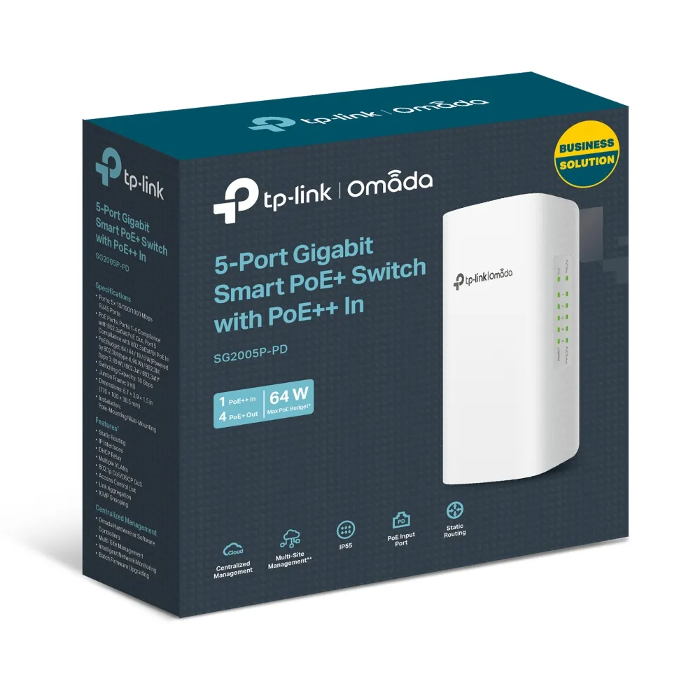 TP-Link Omada 5-Port Outdoor Gigabit Smart Switch with 1-Port PoE++ in and 4-Port PoE+ out - view 5