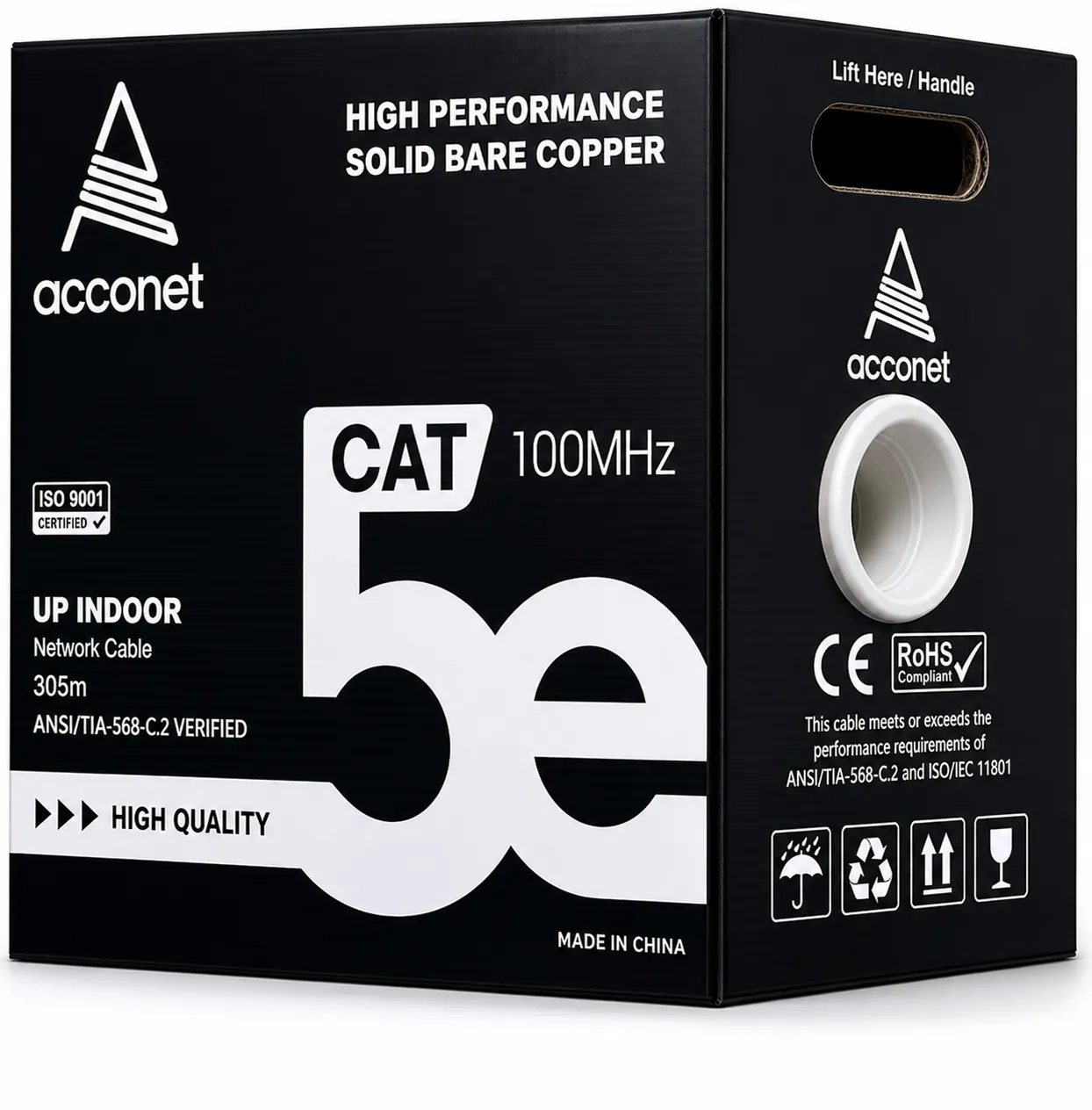 Acconet CAT5e Indoor Ethernet Cable 305m White CCA UTP Pull Box | CAT5-305 - view 2