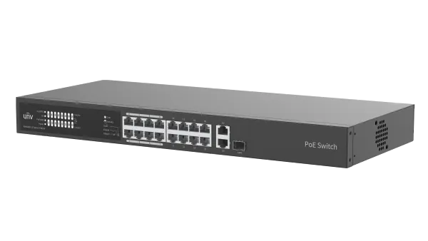 UNV - 16x Fast Ethernet PoE Ethernet Port Switch, 2x Gigabit port, 1x SFP port - view 2