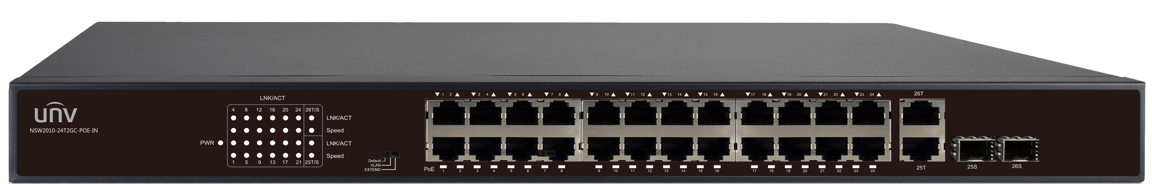 Uniview 24 Port 10/100 PoE Ethernet Switch | NSW2020-24T2GC-POE-IN - view 2