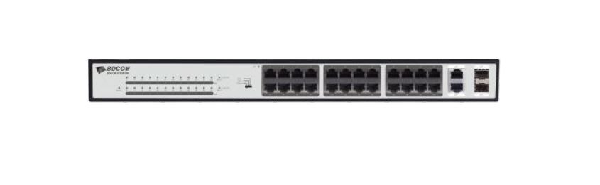 BDCOM 26-Port 10/100 370W POE switch, 24 POE ports, 2 x 1000Mbps Combo ports