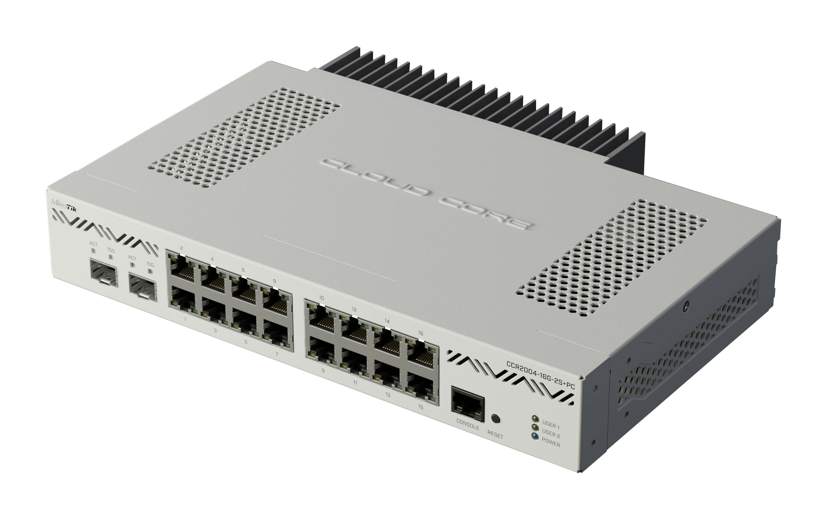 MikroTik Cloud Core 16 Port Gigabit 2SFP+ Passive Cooling Router | MT-RBCCR2004-16G-2S+PC - view 3