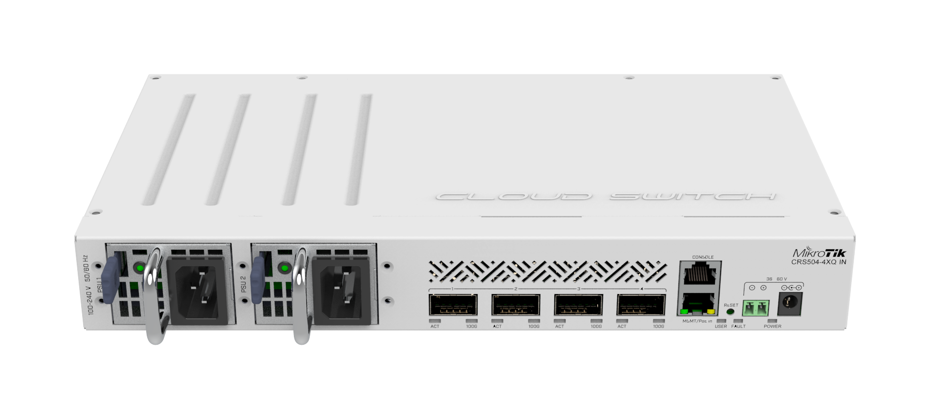 MikroTik CRS504-4XQ-IN, 4 x 100G QSFP28, 1 x RJ45 Serial console port - view 2