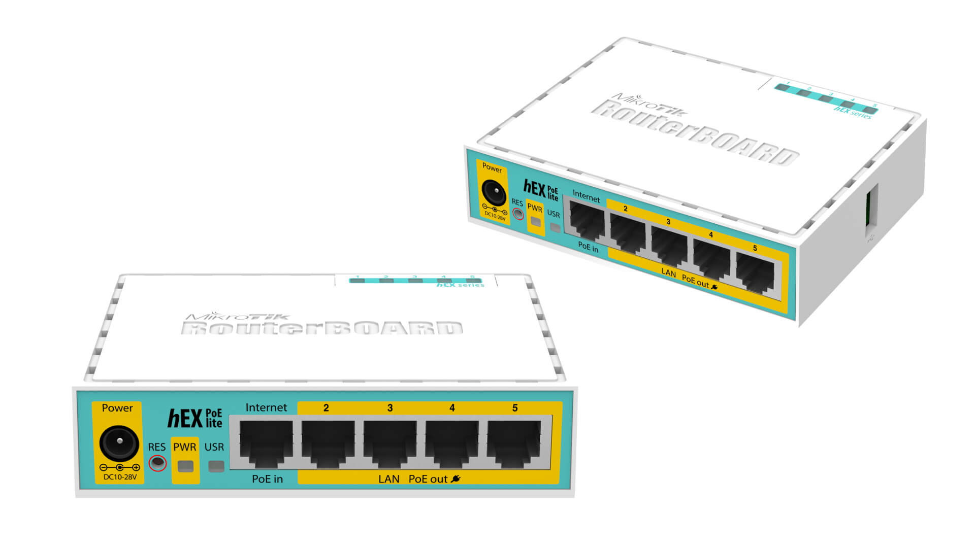 MikroTik hEX PoE Lite - Desktop PoE Router with 5 10/100 LAN ports and 1 USB port - view 2